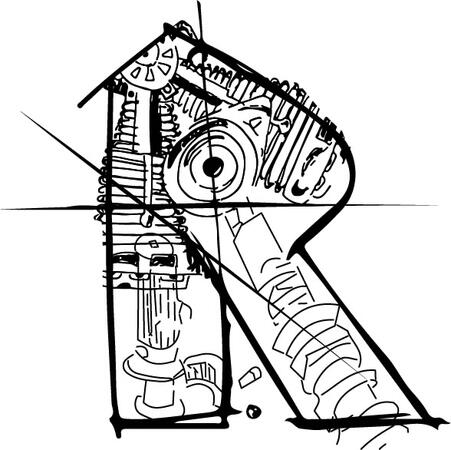 Motorcycle parts in letter