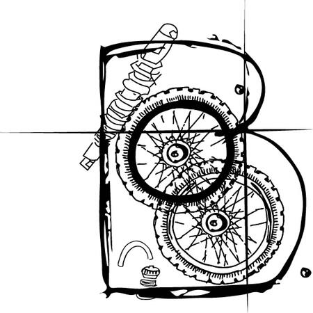 Motorcycle parts in letter